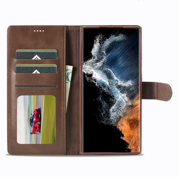 Pouzdro na Samsung Galaxy S23 Ultra LC.IMEEKE hnědé