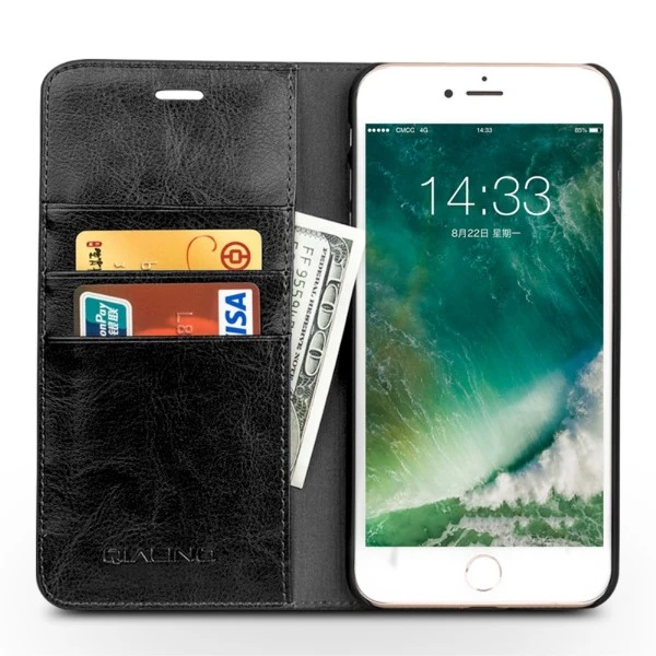 Pouzdro kožené QIALINO na iPhone 7 / 8 / SE (2020/2022) černé
