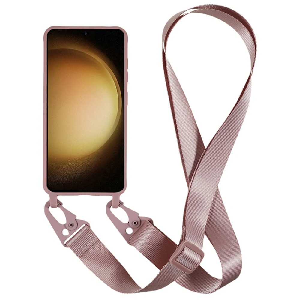 Kryt na Samsung Galaxy S23+ gumový se šňůrkou na krk starorůžový