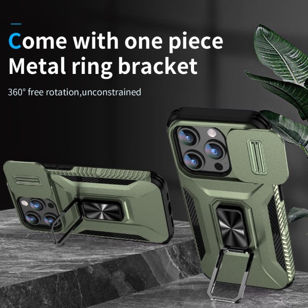 Kryt na iPhone 15 Pro odolný s krytkou na fotoaparát zelený