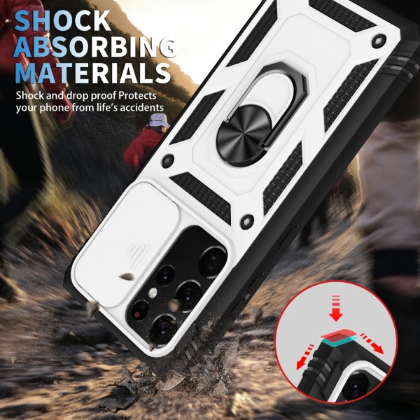 Kryt na Samsung Galaxy S21 Ultra odolný s krytkou na fotoaparát bílý