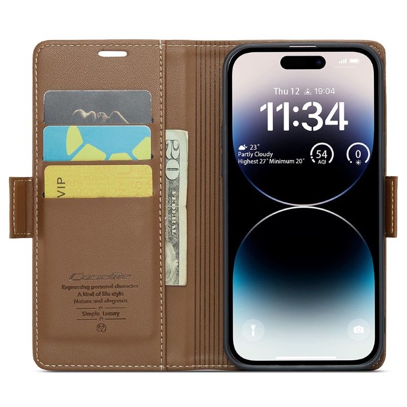 Pouzdro na iPhone 15 Pro Max CASEME Smooth hnědé