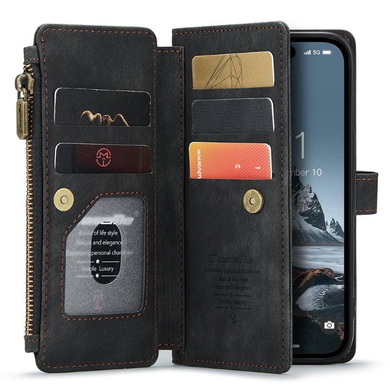 Pouzdro pro iPhone 15 Pro Max CASEME Luxury Double Layer černé