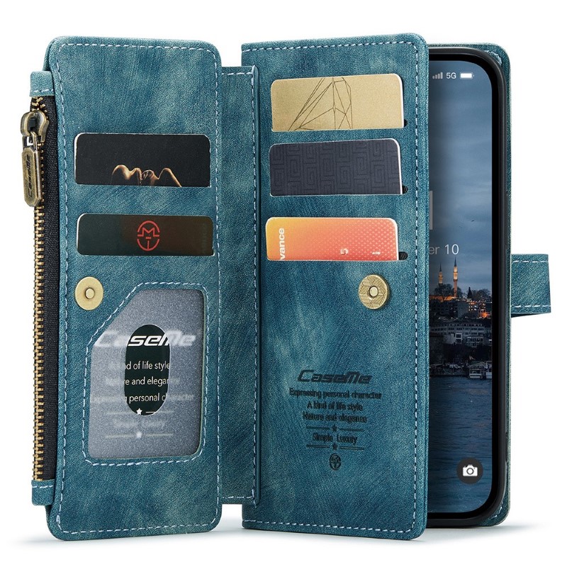 Pouzdro pro iPhone 15 Pro Max CASEME Luxury Double Layer modré