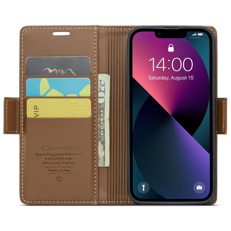Pouzdro na iPhone 15 CASEME Smooth hnědé