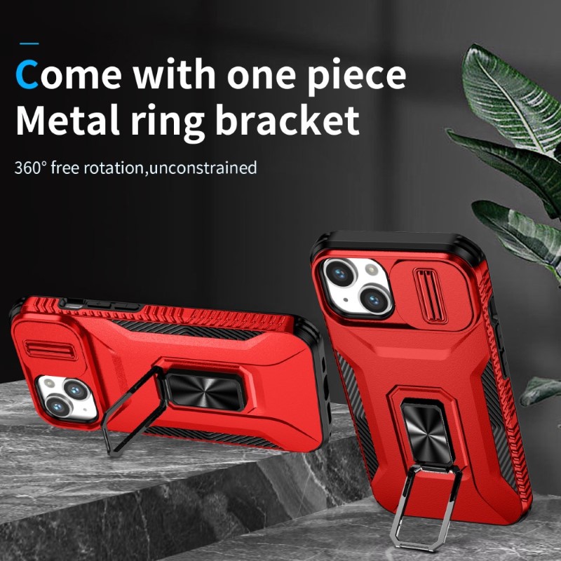 Kryt na iPhone 15 odolný s krytkou na fotoaparát červený