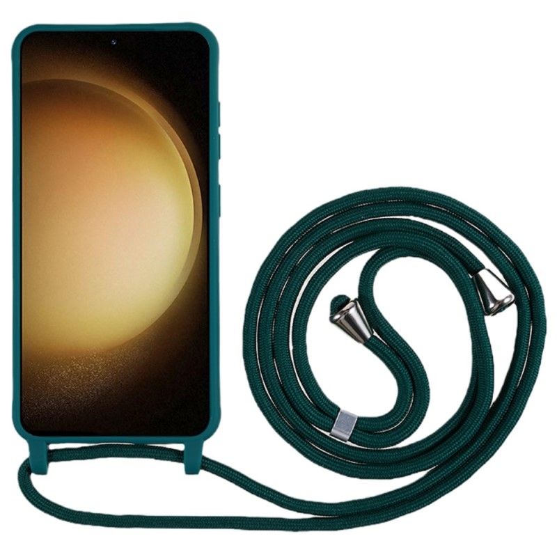 Kryt na Samsung Galaxy S23+ gumový se šňůrkou na krk zelený