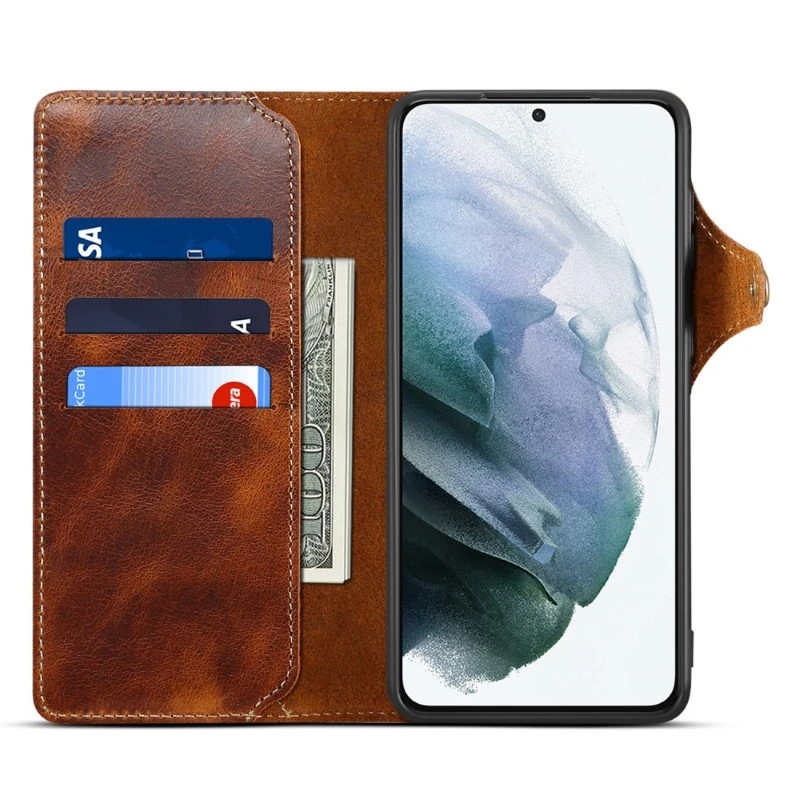 Pouzdro kožené Denior na Samsung Galaxy S23 FE hnědé