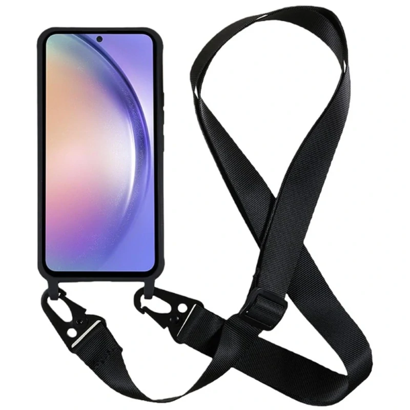 Kryt na Samsung Galaxy S24 gumový se šňůrkou na krk černý