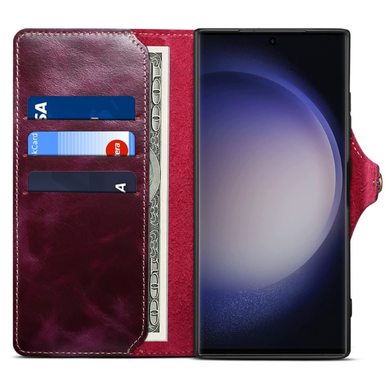 Pouzdro kožené Denior na Samsung Galaxy S24 Ultra fialové