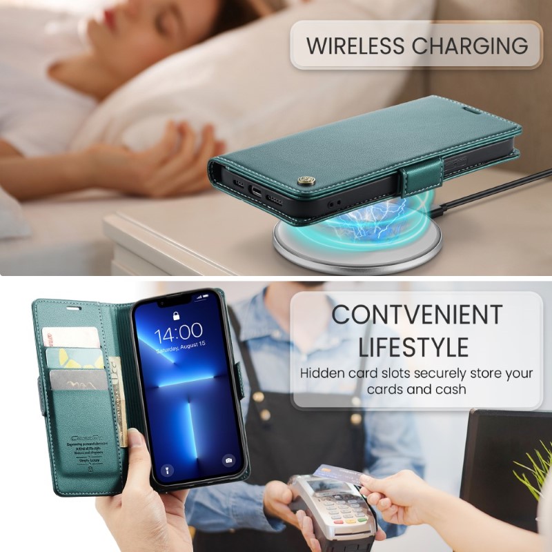 Pouzdro na iPhone 13 Pro CASEME smooth zelené