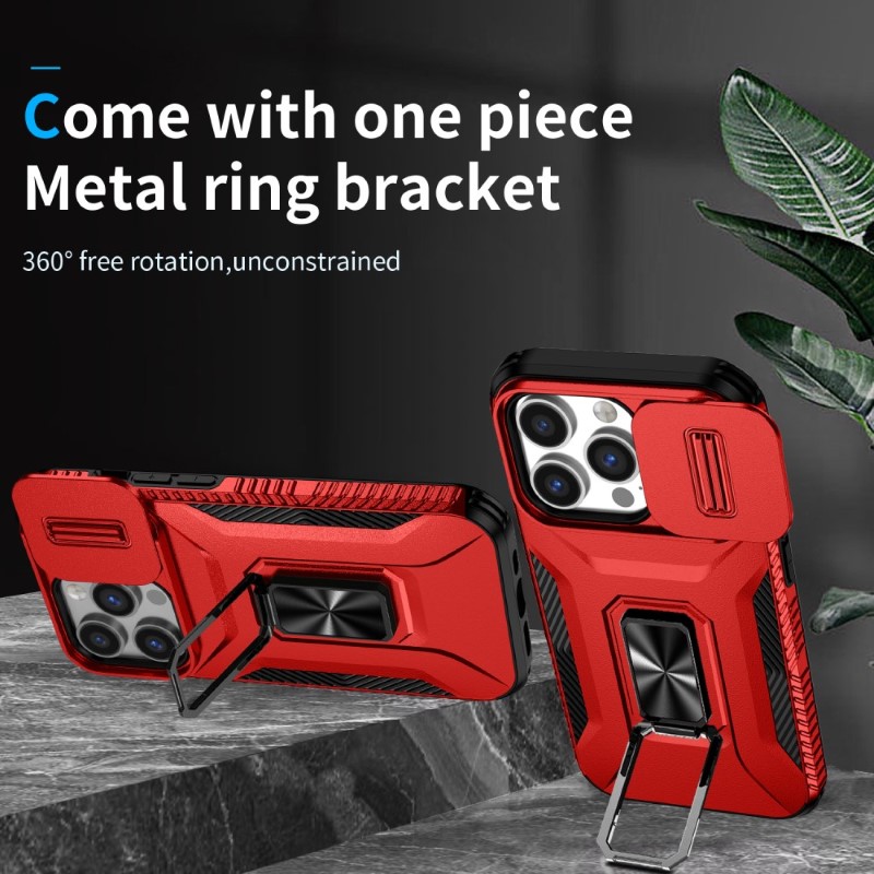 Kryt na iPhone 13 Pro odolný s krytkou na fotoaparát červený