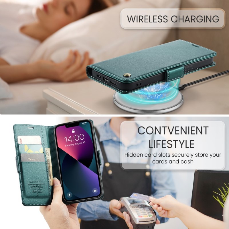 Pouzdro na iPhone 14 CASEME Smooth zelené
