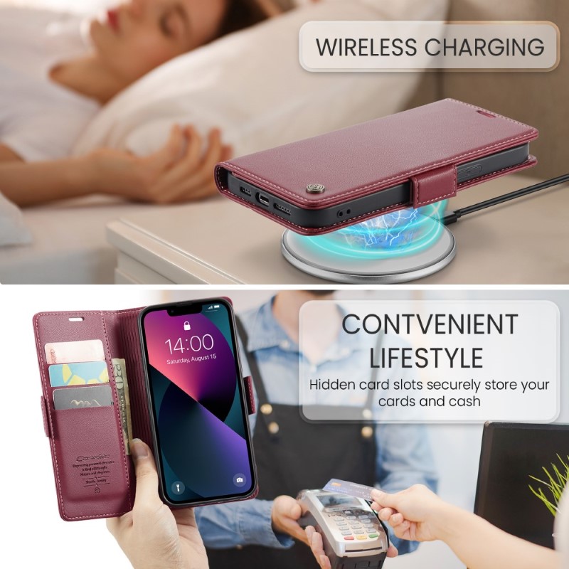 Pouzdro na iPhone 14 CASEME Smooth červené