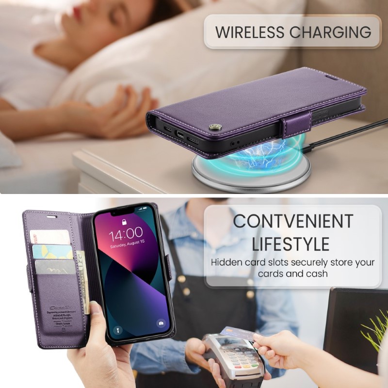 Pouzdro na iPhone 14 CASEME Smooth fialové