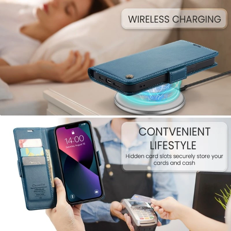 Pouzdro na iPhone 14 Pro CASEME Smooth modré