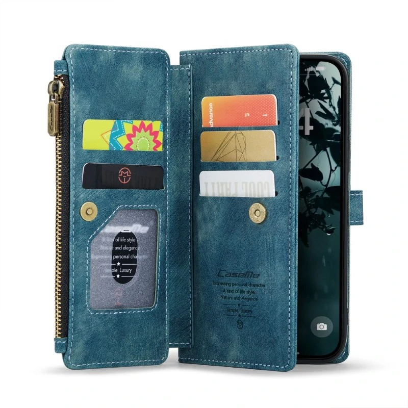 Pouzdro pro iPhone 16 CASEME Luxury Double Layer modré