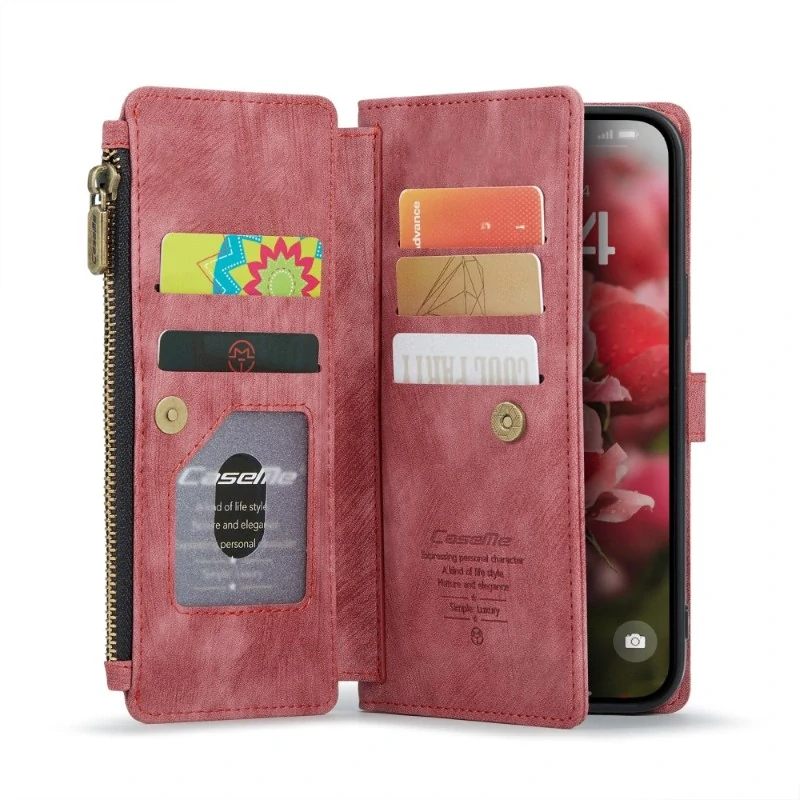 Pouzdro pro iPhone 16 CASEME Luxury Double Layer červené