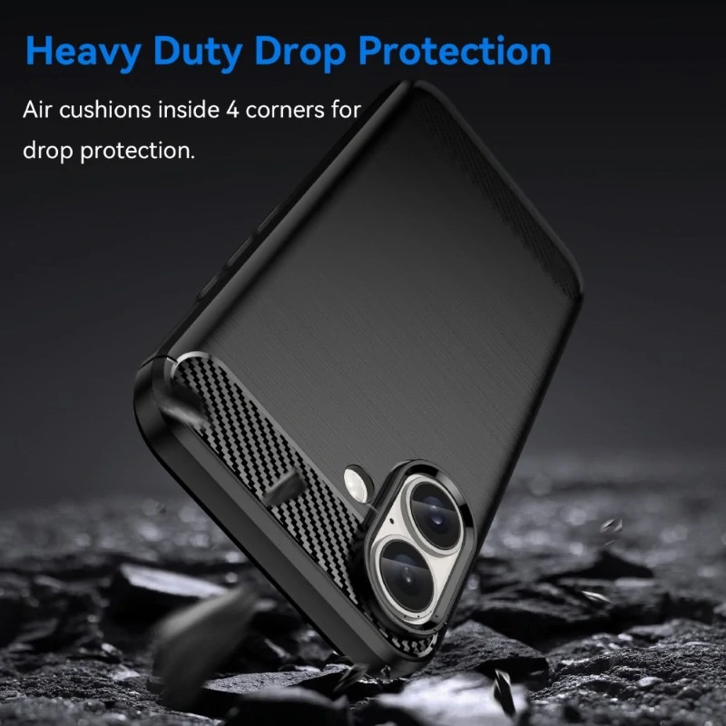 Kryt na iPhone 16 gumový Carbon černý