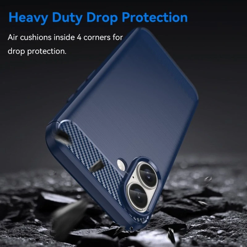 Kryt na iPhone 16 gumový Carbon modrý