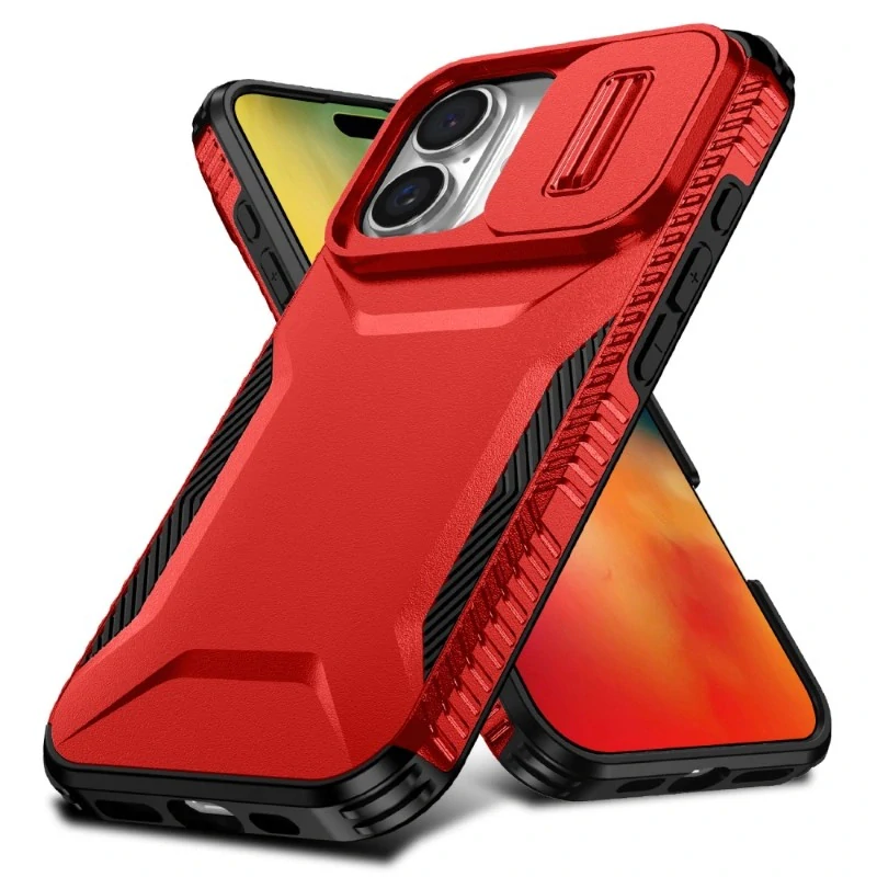 Kryt na iPhone 16 s krytkou na fotoaparát červený
