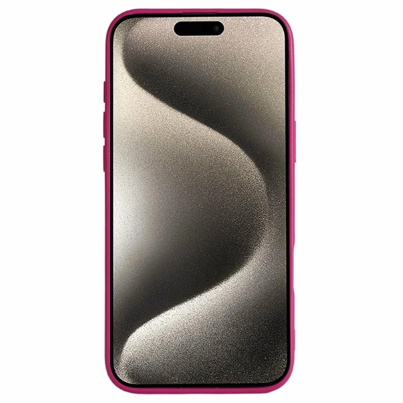 Kryt na iPhone 16 gumový Litchi růžový