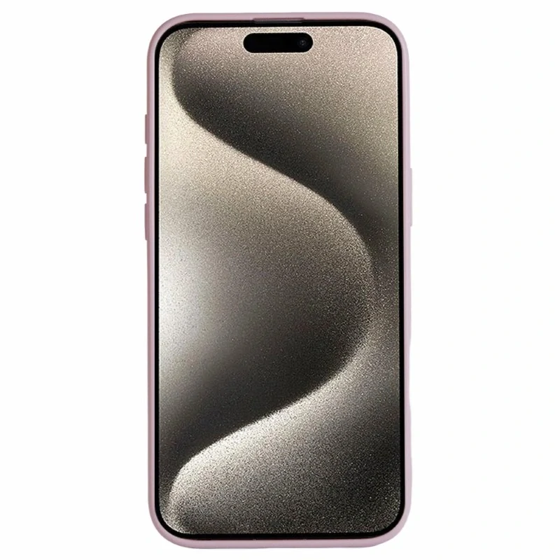 Kryt na iPhone 16 gumový Litchi světle růžový