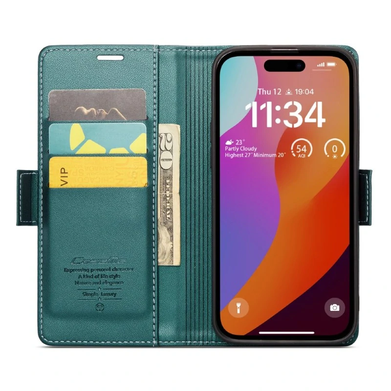 Pouzdro na iPhone 16 Pro CASEME Smooth zelené