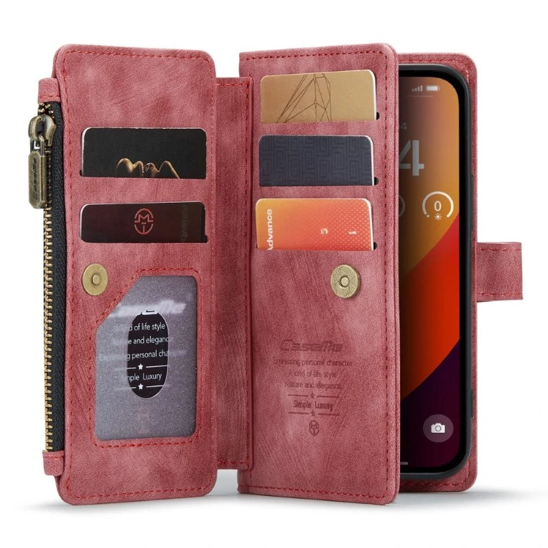 Pouzdro pro iPhone 16 Pro CASEME Luxury Double Layer červené