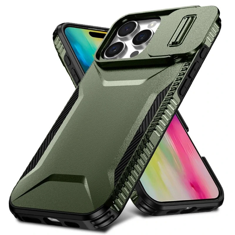 Kryt na iPhone 16 Pro s krytkou na fotoaparát zelený
