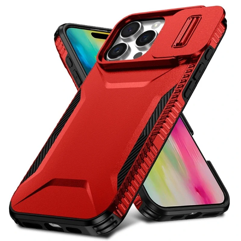 Kryt na iPhone 16 Pro s krytkou na fotoaparát červený