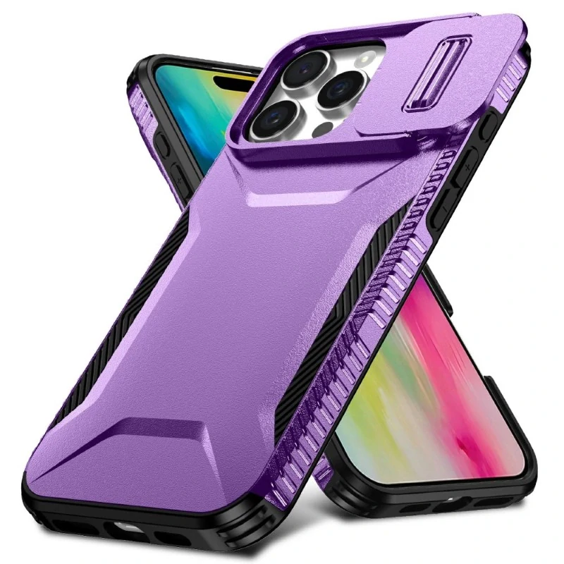 Kryt na iPhone 16 Pro s krytkou na fotoaparát fialový