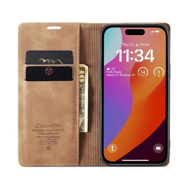 Pouzdro CASEME pro iPhone 16 Pro světle hnědé
