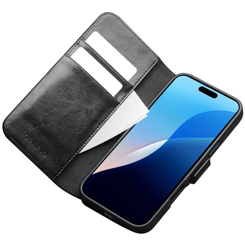 Pouzdro QIALINO na iPhone 16 Pro Max Kožené černé
