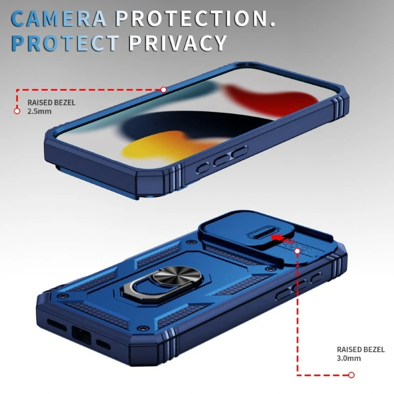 Kryt na iPhone 16 Pro Max odolný s krytkou na fotoaparát tmavě modrý