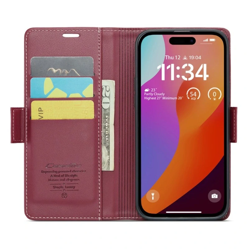 Pouzdro na iPhone 16 Pro Max CASEME Smooth červené