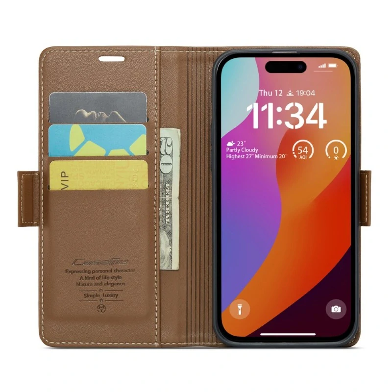 Pouzdro na iPhone 16 Pro Max CASEME Smooth hnědé