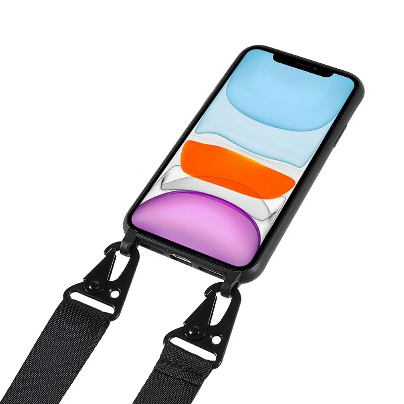 Kryt na iPhone 11 gumový se šňůrkou na krk černý