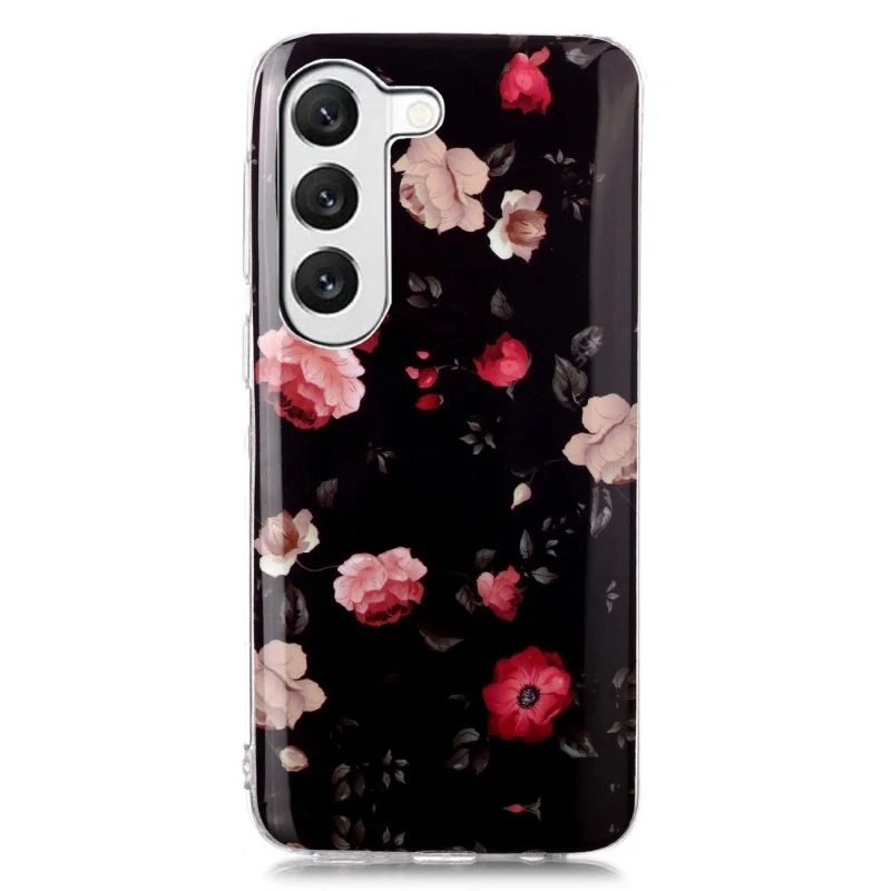 Kryt na Samsung Galaxy S23 svítící Kytky černý