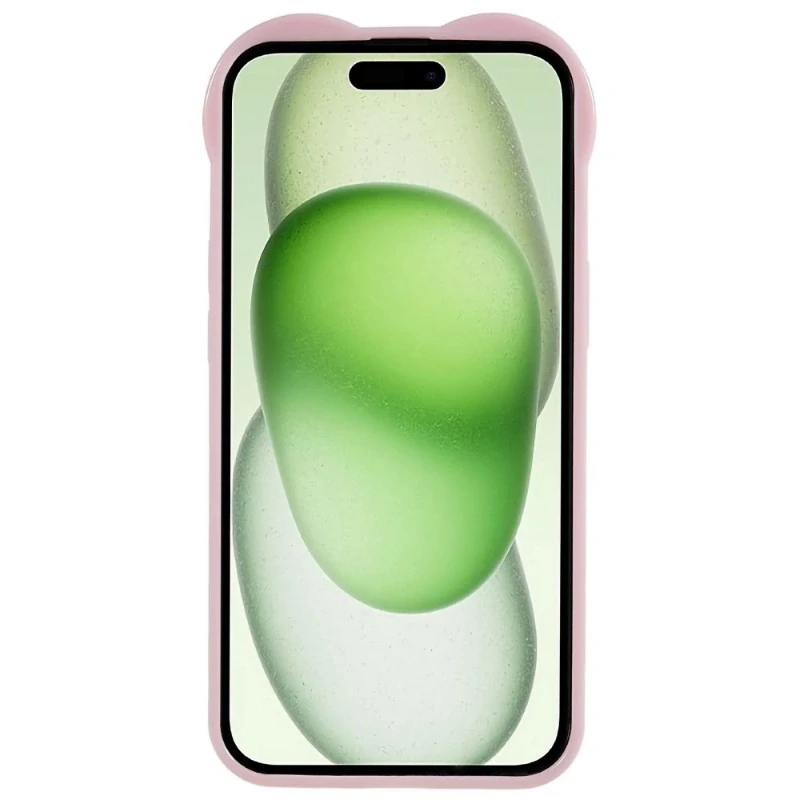 Kryt na iPhone 15 gumový Srdce světle růžový