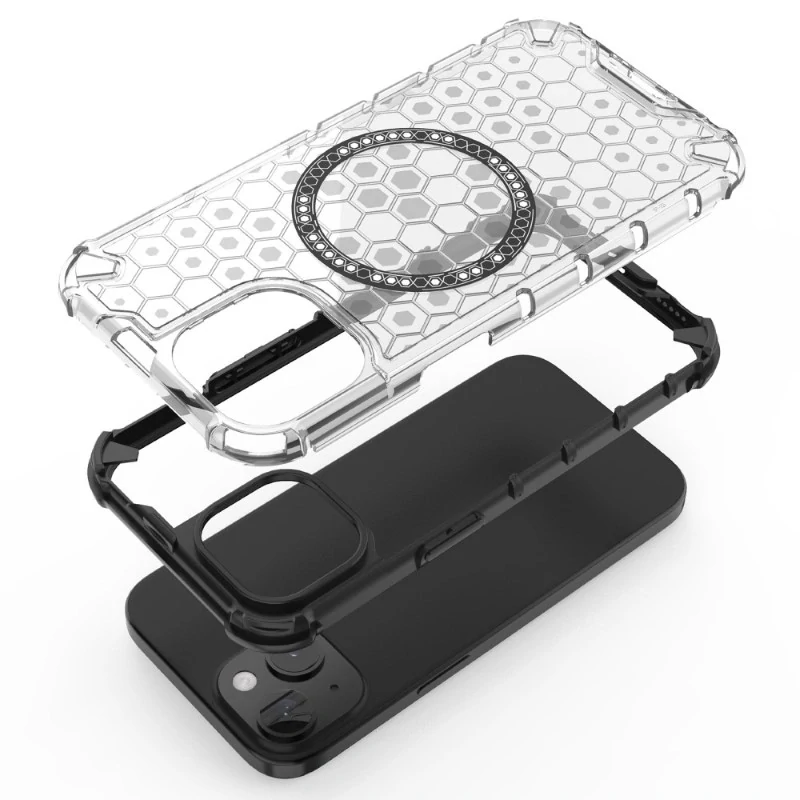 Kryt na iPhone 15 odolný Honeycomb  s podporou Magsafe černý