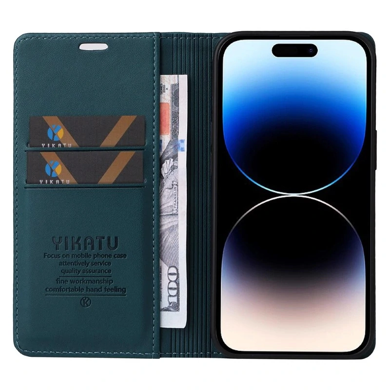 Pouzdro na iPhone 15 Pro YIKATU zelené