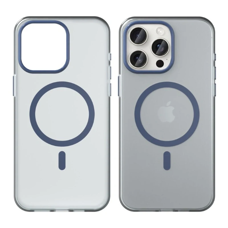 Kryt na iPhone 15 Pro gumový Candy (podpora MagSafe) tmavě modrý