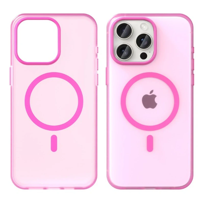 Kryt na iPhone 15 Pro gumový Candy (podpora MagSafe) růžový
