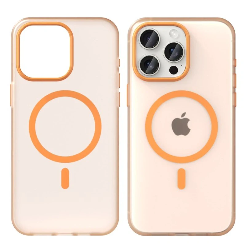 Kryt na iPhone 15 Pro gumový Candy (podpora MagSafe) oranžový
