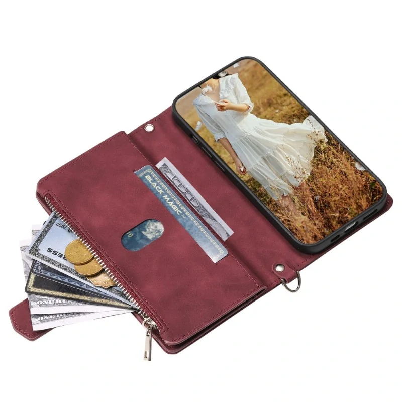 Pouzdro pro iPhone 15 Pro Luxury Double Layer vínové