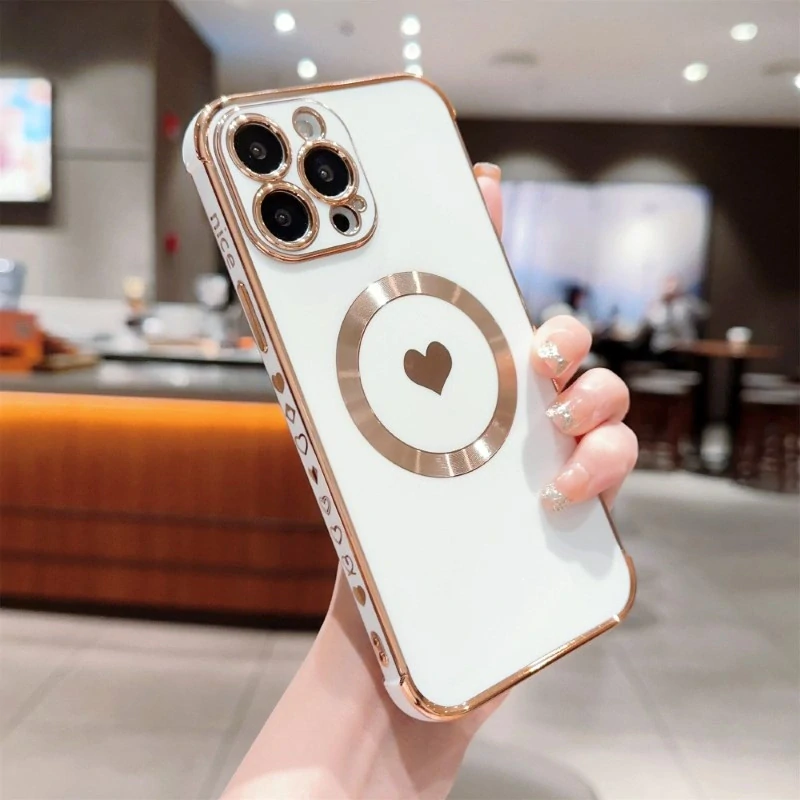 Kryt na iPhone 15 Pro Srdíčko s podporou MagSafe bílý