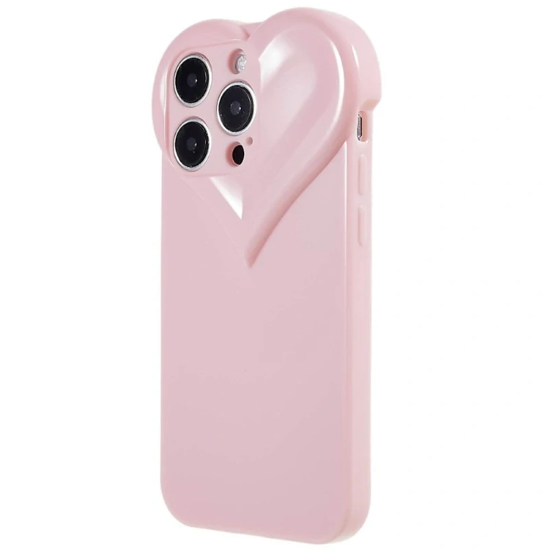 Kryt na iPhone 15 Pro gumový Srdce světle růžový
