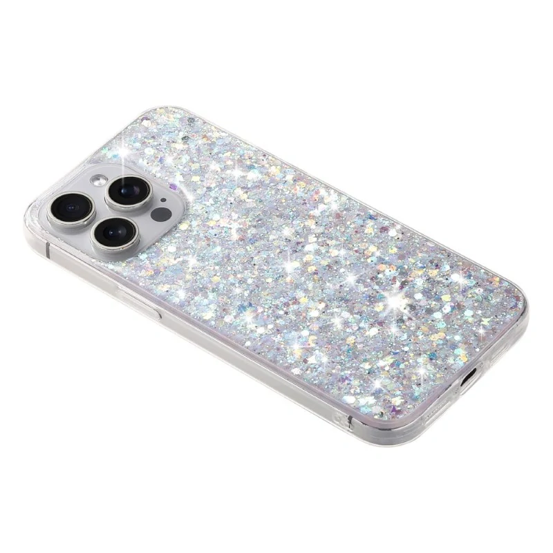 Kryt na iPhone 15 Pro třpytivý stříbrný