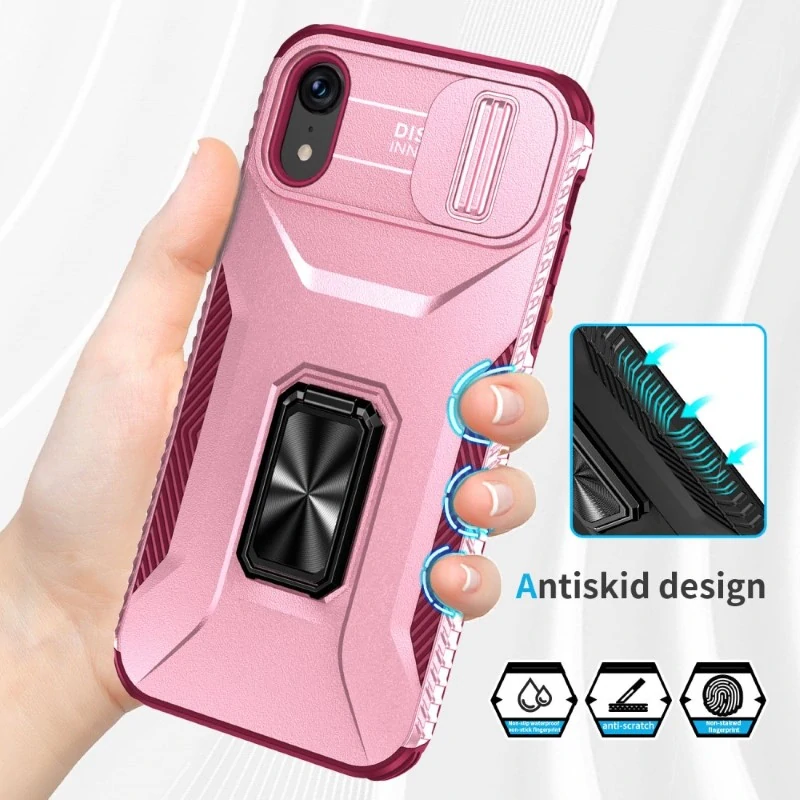 Kryt na iPhone Xr odolný s krytkou na fotoaparát vínový